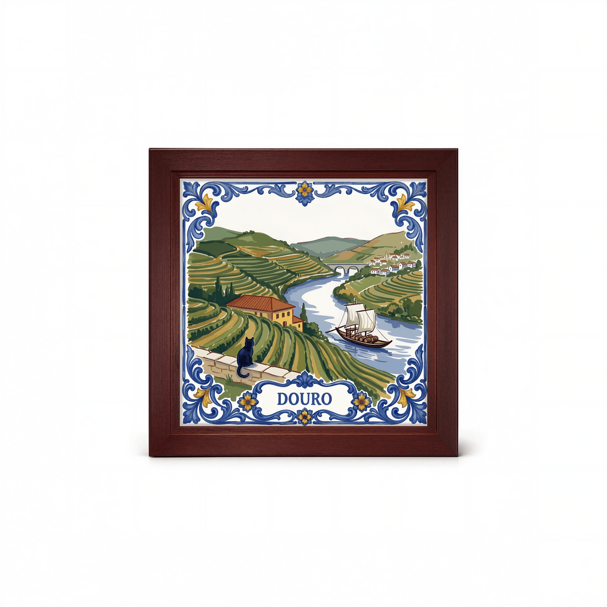 The Douro Regional tile displayed in the dark wooden tile frame.
