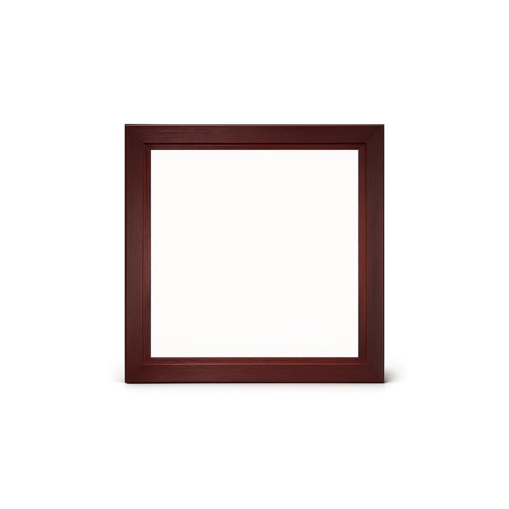 Empty square tile frame in dark wood.